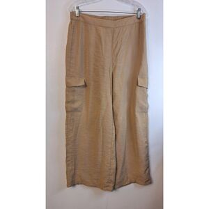 RACHEL RACHEL ROY Tan Flowy Wide Leg Cargo Pull On Crop Pant Women Large Baggy